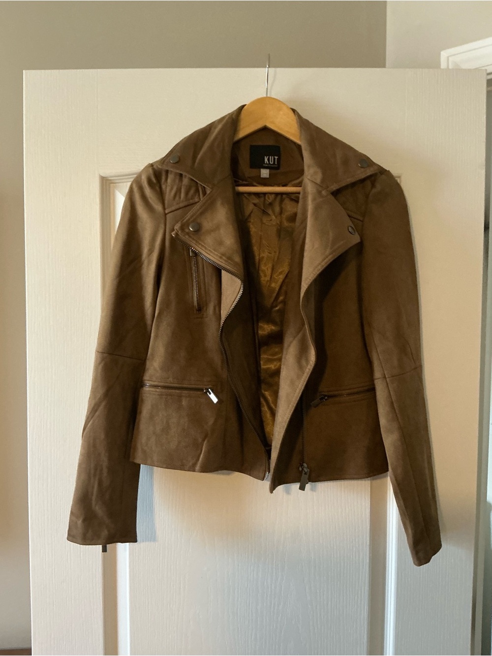 Kut from the Kloth Taupe-Brown Suede Moto Jacket